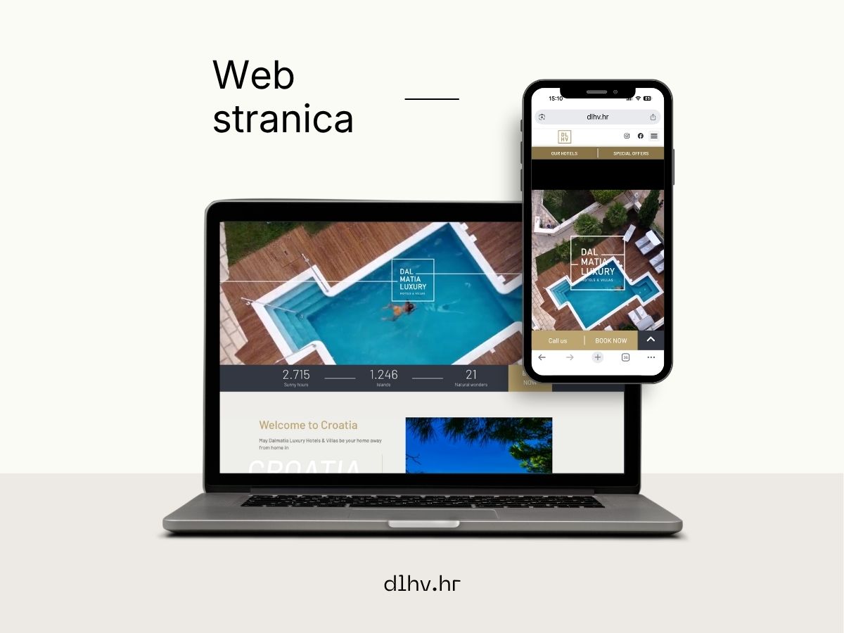 Web stranica Dalmatia Luxury Hotels & Villas prikazana na računalu i mobitelu