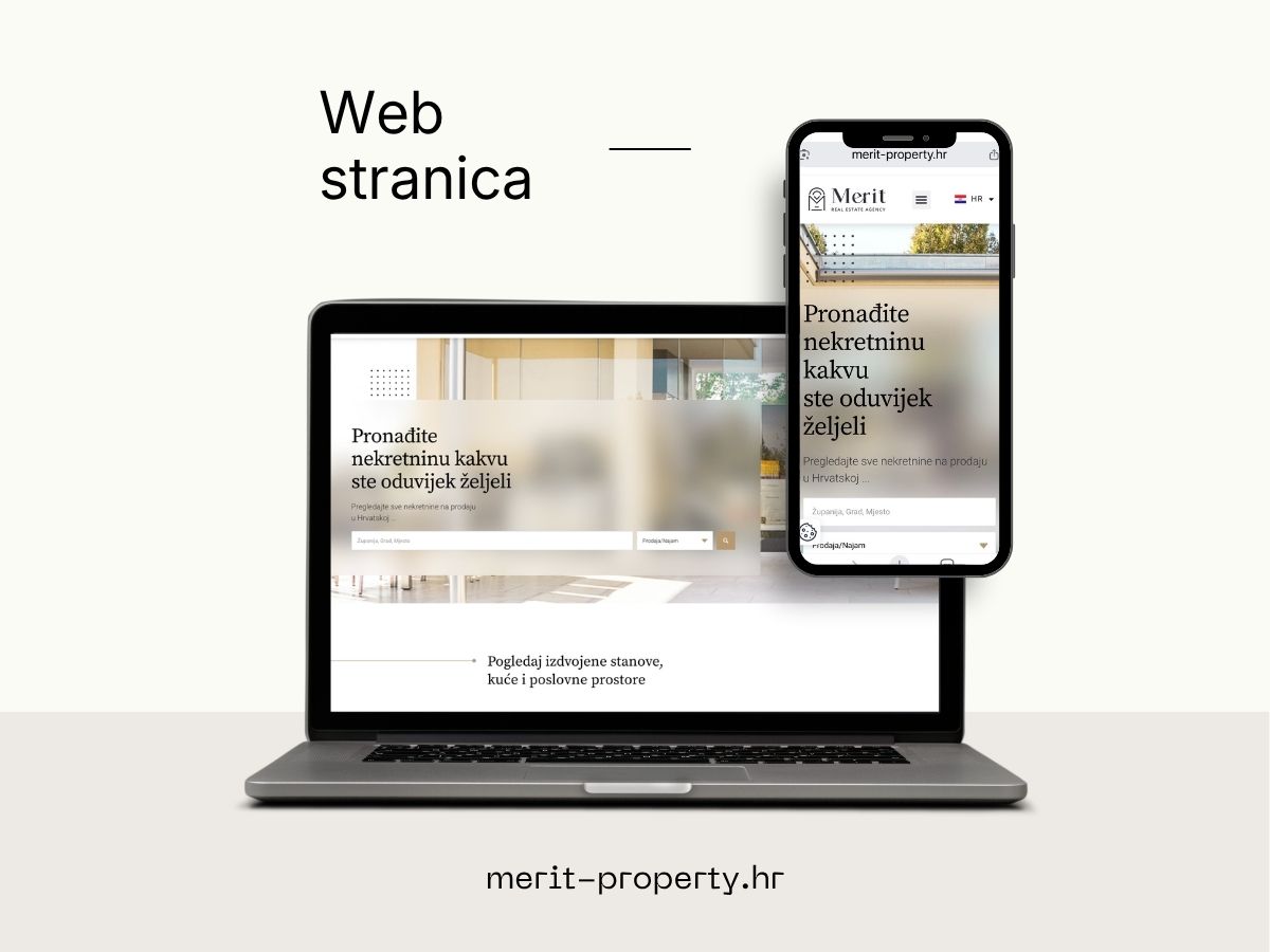 Web stranica Merit Property prikazana na računalu i mobitelu