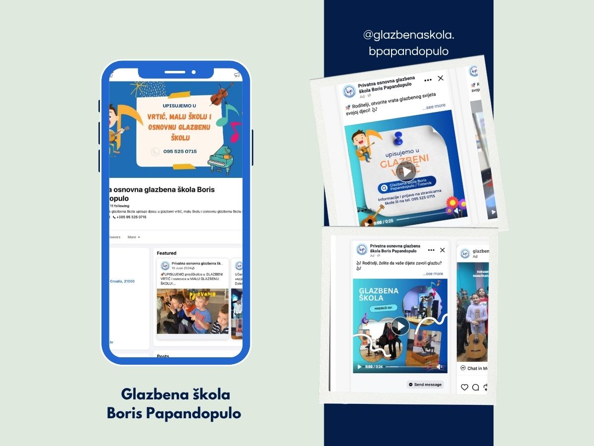 Facebook i Instagram sadržaj Glazbene škole Boris Papandopulo