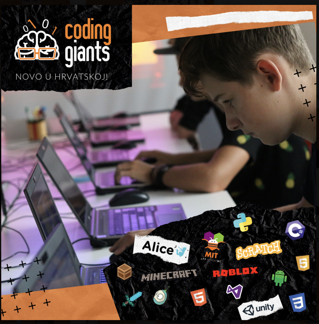 Vizual Coding Giants s djecom na tečaju programiranja