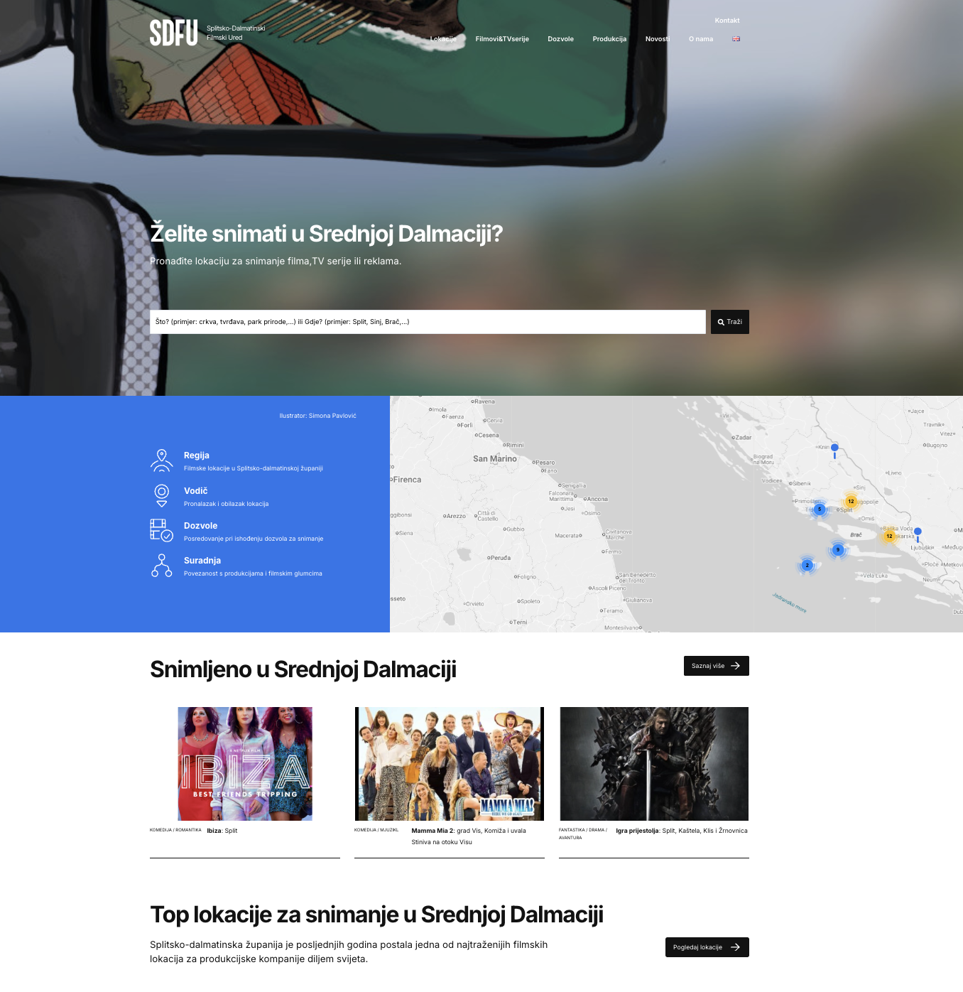Naslovnica web stranice Splitsko-dalmatinskog filmskog ureda