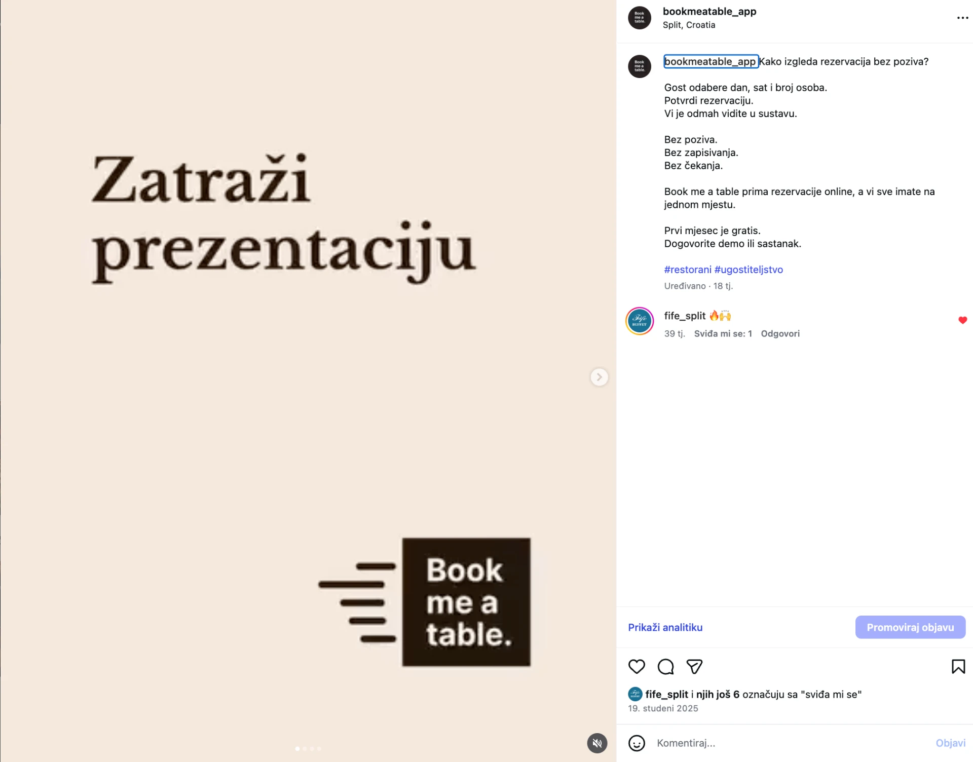 Objava s pozivom Zatraži prezentaciju