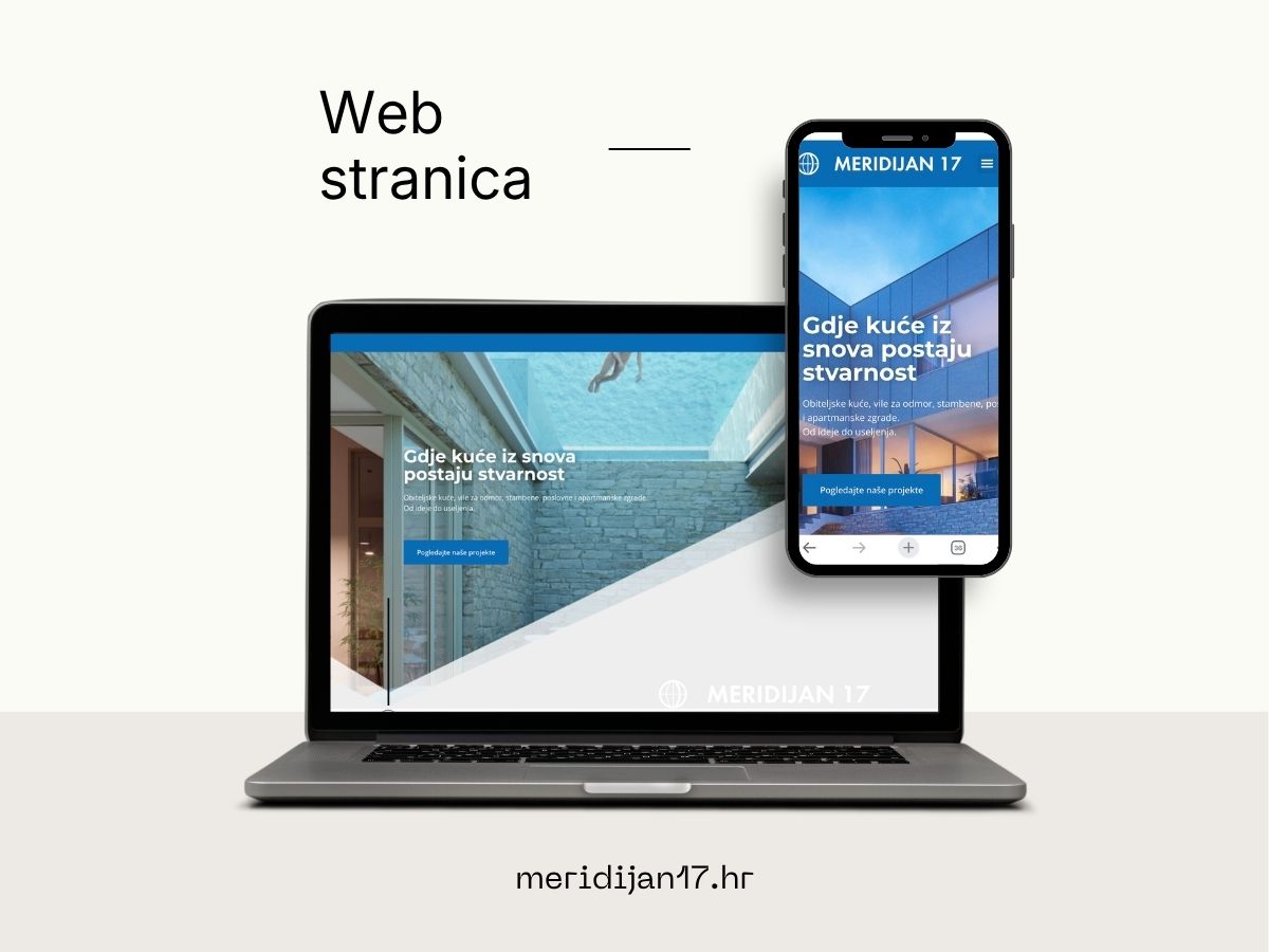 Web stranica Meridijan 17 prikazana na računalu i mobitelu