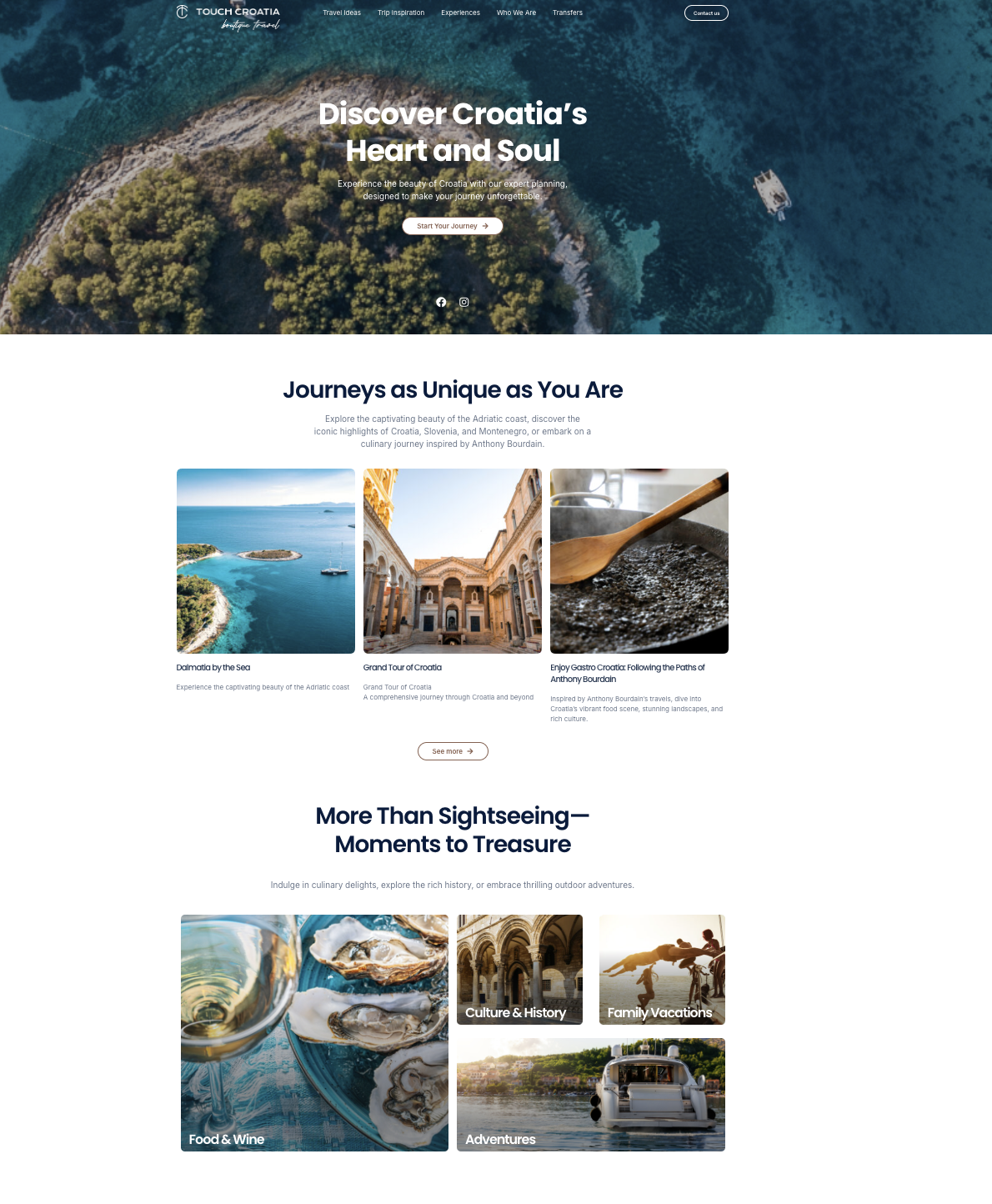 Naslovnica web stranice Touch Croatia