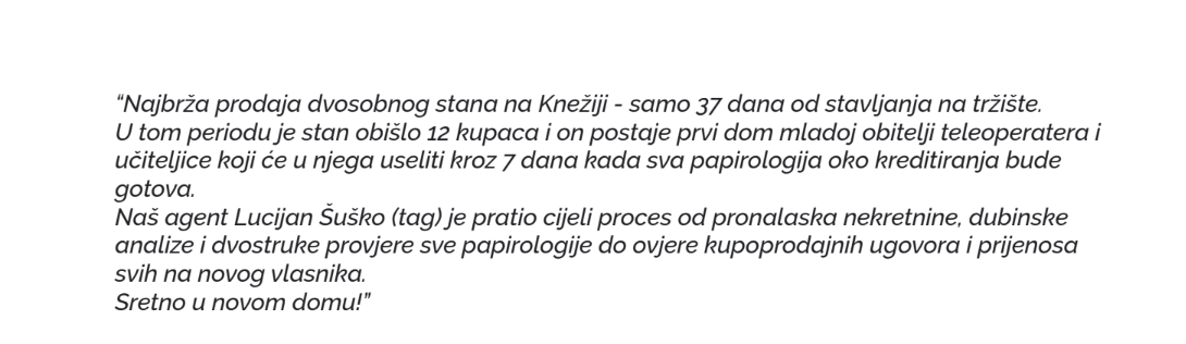 Prijedlog teksta objave o prodaji nekretnine za Starling